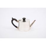 Early Victorian silver drum teapot of small proportions, with straight spout,