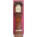 18th century eight day longcase clock with silvered and gilt arched dial,