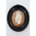 Edwardian carved ivory profile bust of King Edward VII wearing a crown,