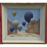 John Armstrong (1893 - 1973), oil on canvas - Balloons, signed and dated '68, in painted frame,