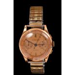 1950s gentlemen's gold (18ct) Formida Chronograph wristwatch with gilt dial and two subsidiary