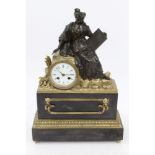 Good quality mid-19th century French bronze and ormolu mounted slate mantel clock with classical