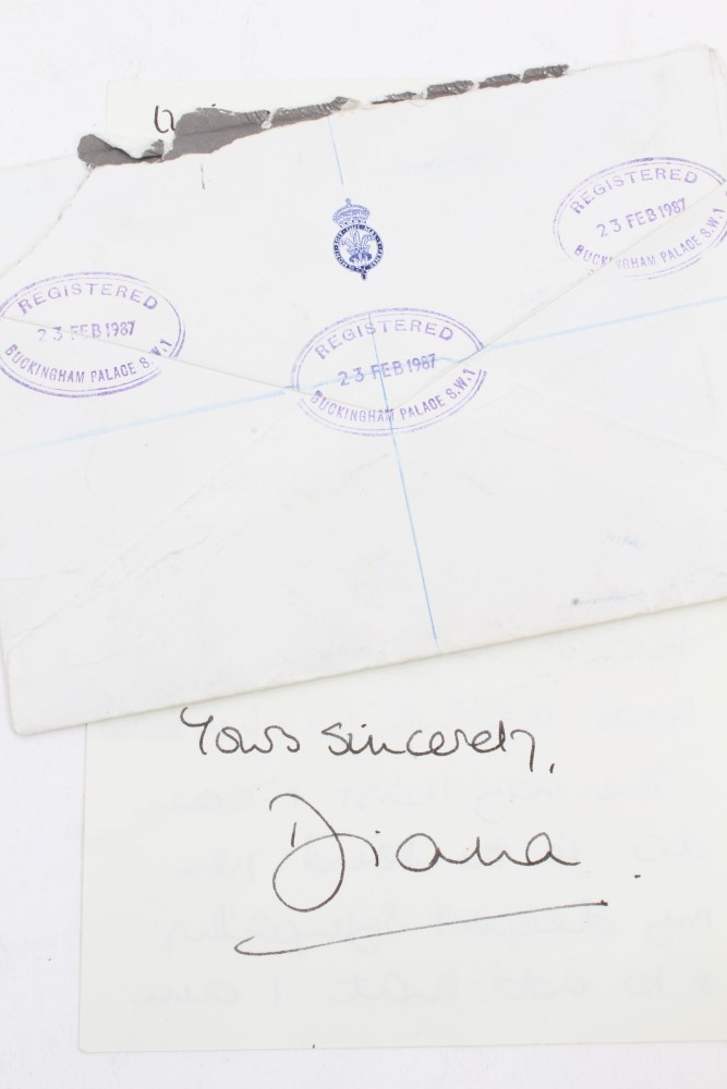 HRH Diana Princess of Wales - handwritten double-sided letter on crowned CD cipher Kensington