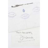 HRH Diana Princess of Wales - handwritten double-sided letter on crowned CD cipher Kensington