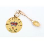 Victorian gold (15ct) and enamel fob commemorating Queen Victoria's Diamond Jubilee 1897 - finely