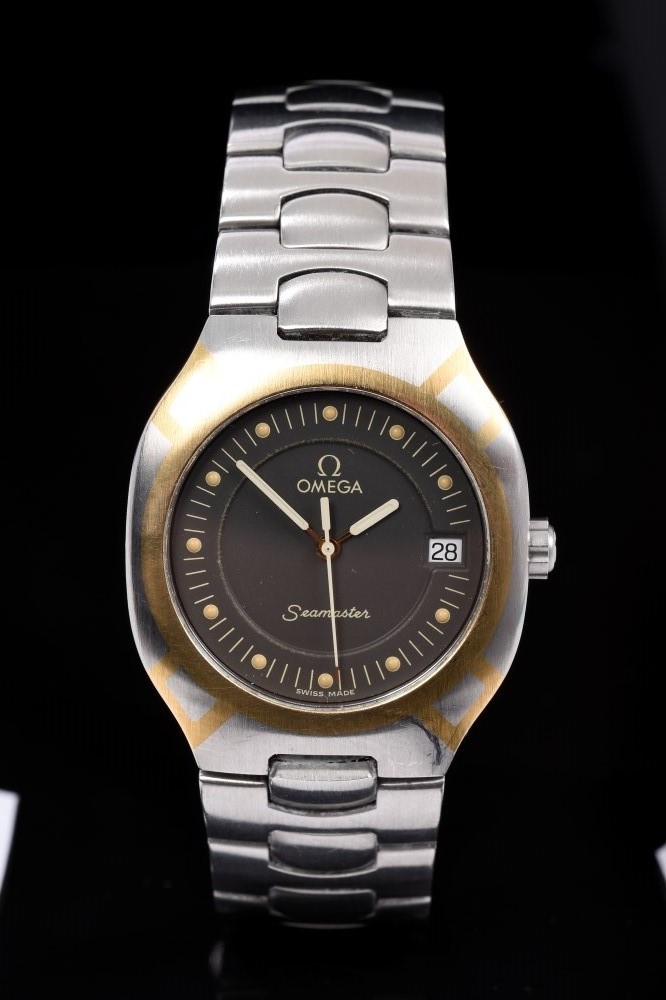Gentlemen's Omega Seamaster Polaris Calendar wristwatch with steel and gilt case and integral steel - Image 2 of 4