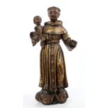 17th / 18th century Southern European polychrome and gilt printed carved wood figure of Saint