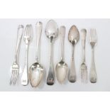 Selection of early 19th century Dutch silver Hanoverian pattern flatware - comprising five