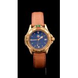 Gentlemen's Tag Heuer Professional Calendar wristwatch with blue dial and gold plated and enamelled