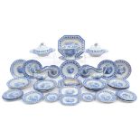 Victorian child's miniature / dolls' house blue and white 'The Fishers' pattern dinner service,