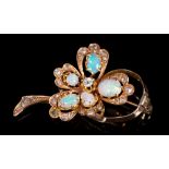 Edwardian opal and diamond brooch,