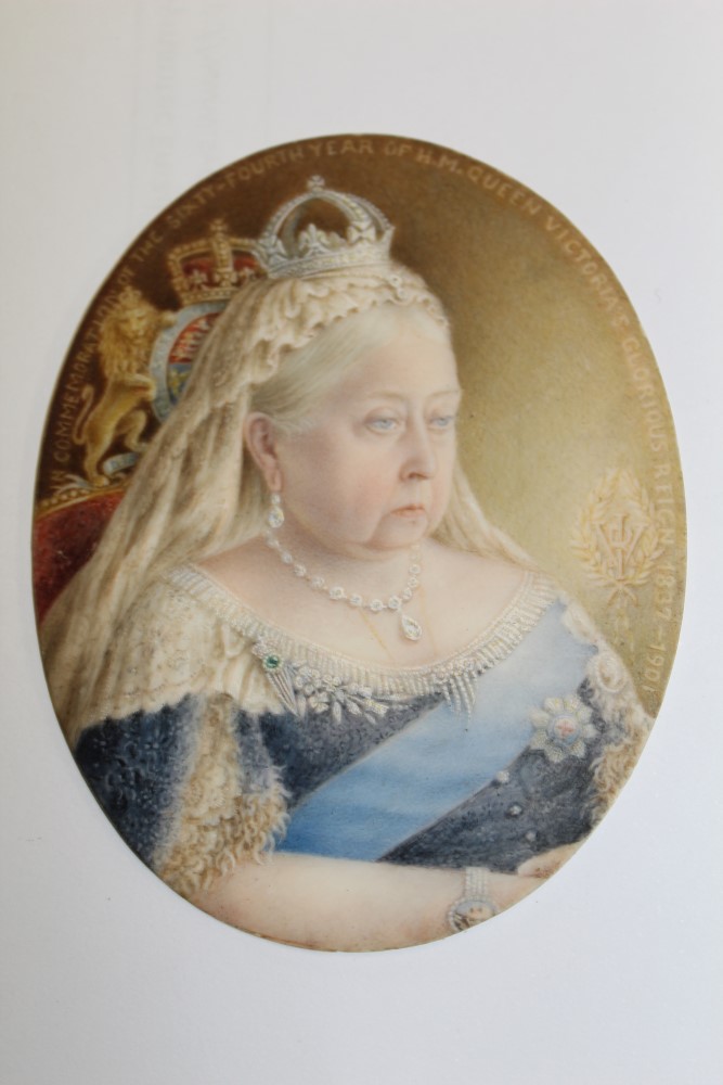 HM Queen Victoria - very fine Royal Presentation oval miniature portrait of The Queen, - Image 3 of 13