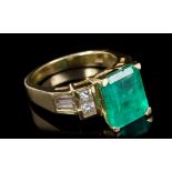 Emerald and diamond ring,