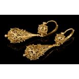 Pair early 19th century gold filigree earrings,