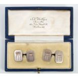 HRH Princess Marina Duchess of Kent - pair silver presentation cufflinks with engraved crowned M