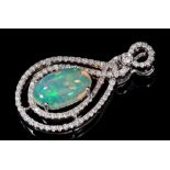 Opal and diamond pendant,