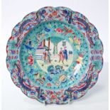Late 18th / early 19th century Canton enamel petal-shaped plate - finely painted with courting