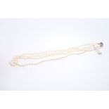 Cultured pearl double strand necklace with two strings of graduated cultured pearls, 7.2mm to 3.