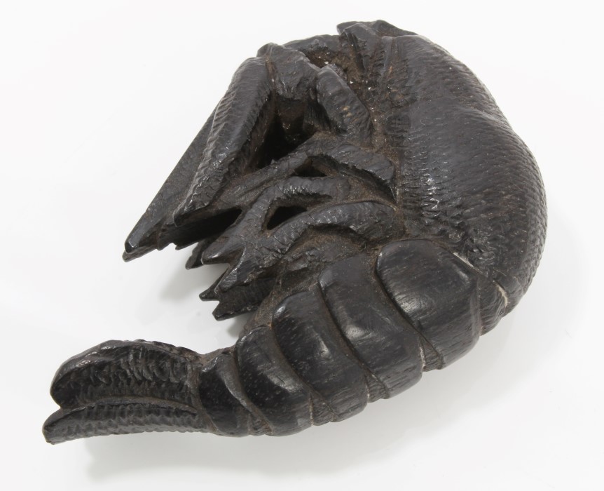 Late 19th / early 20th century carved hardwood netsuke in the form of a crustacean, - Image 2 of 4