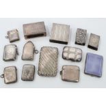 Collection of Victorian and early 20th century silver match vestas and matchbox covers (various
