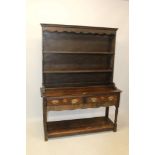Good 18th century oak high dresser of small proportions,