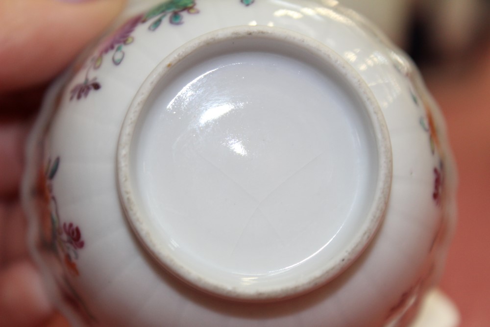 Mid-18th century Chinese Export famille rose fluted tea bowl and saucer, - Image 6 of 9