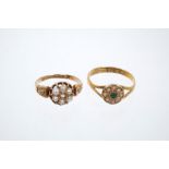 WITHDRAWN Victorian diamond and seed pearl cluster ring and one other Victorian seed pearl ring (2)