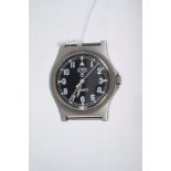 CWC Military wristwatch, with quartz movement, black dial with luminescent hour markers,