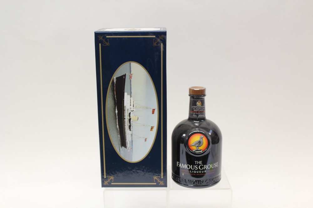 Two bottles - Famous Grouse Liqueur and a commemorative bottle of HMY Britannia Port in original