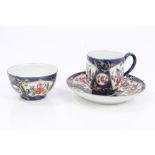 18th century Worcester tea bowl, coffee cup and saucer,