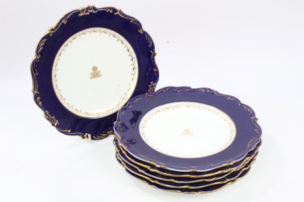 Group of First World War period Royal or possibly regimental Coalport dinner / coffeeware with - Image 7 of 7