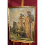 Victorian English School watercolour - an extensive castle view believed to be Herstmonceux Castle,