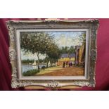 John Horwood (b. 1934), oil on canvas - The Boating Lake, signed, in gilt frame, 37.