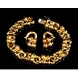 Garrard gold (18ct) bracelet and matching earrings with stylised fleur-de-lys design,