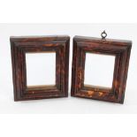 Pair 18th / 19th century Italian tortoiseshell veneered rectangular picture frames with deep