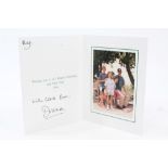 Diana Princess of Wales- signed 1996 Christmas card with gilt Royal cipher to cover and colour