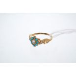Victorian turquoise and seed pearl forget-me-not ring,
