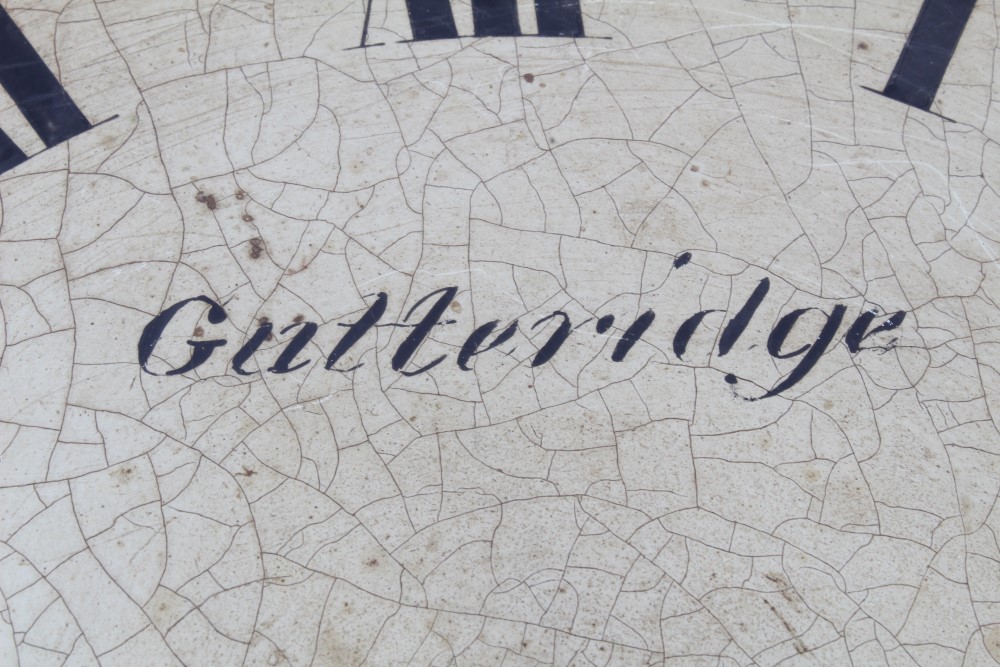 19th century circular wall clock with painted dial, signed - Gutteridge Colchester, - Image 7 of 9