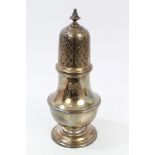 Contemporary silver sugar caster of baluster form,