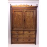 Scottish Regency mahogany and ebony line-inlaid linen press,