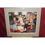 *Beryl Cook (1926 - 2008), signed print - Lunchtime Refreshment, circa 1988, in glazed frame,