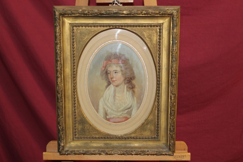 Manner of Thomas Gainsborough (1727 - 1788), oval oil portrait of a lady - Mrs Fitzherbert,