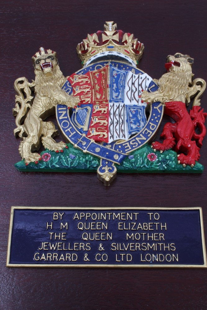 Set of three 1980s Royal Warrant Crests for Garrard & Co - The Crown Jewellers - comprising HM - Image 3 of 7