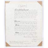 HM Queen Elizabeth II - signed warrant appointing General Sir Charles Keightley a Knight Grand