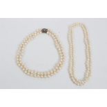 Cultured pearl double-strand necklace,