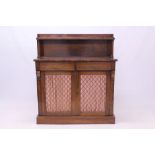 Regency rosewood chiffonier with shelved superstructure raised on faceted columns,