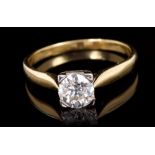 Diamond single stone ring with an old cut diamond estimated to weigh approximately 1.