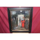 Early 20th century English School oil on board - Mayoral procession, indistinctly inscribed verso,