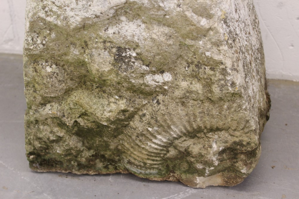 Antique staddle stone of large size, the stone with ammonite fossil inclusion to the base stone, - Image 3 of 3