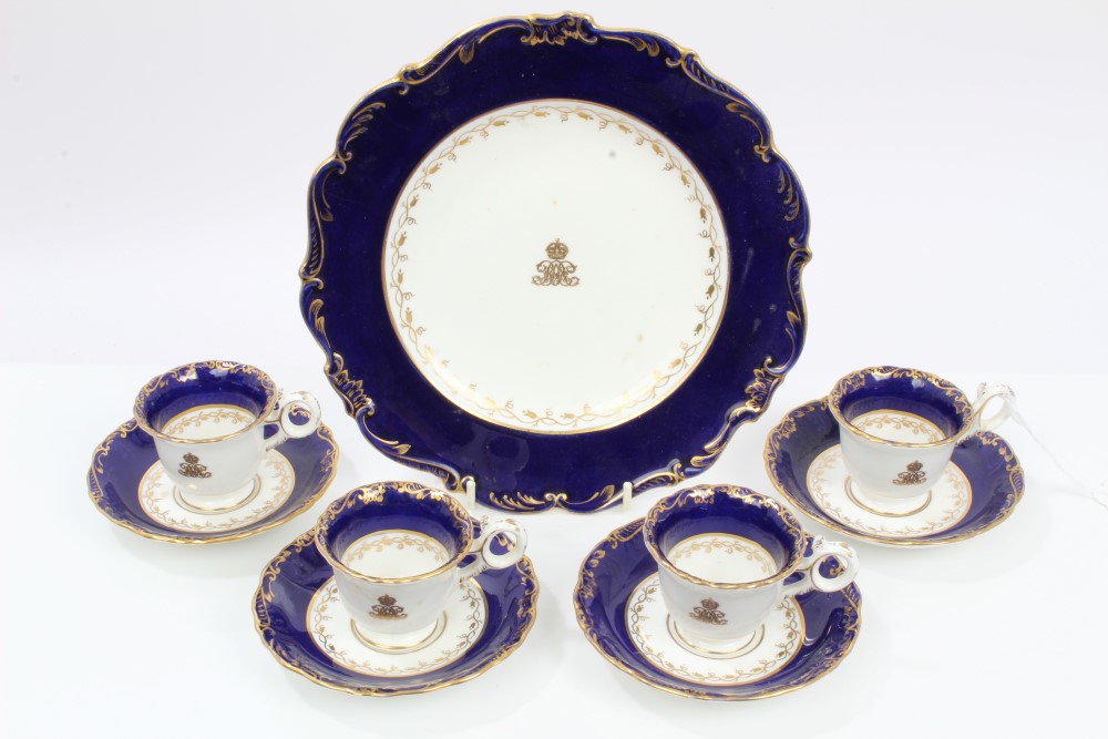 Group of First World War period Royal or possibly regimental Coalport dinner / coffeeware with